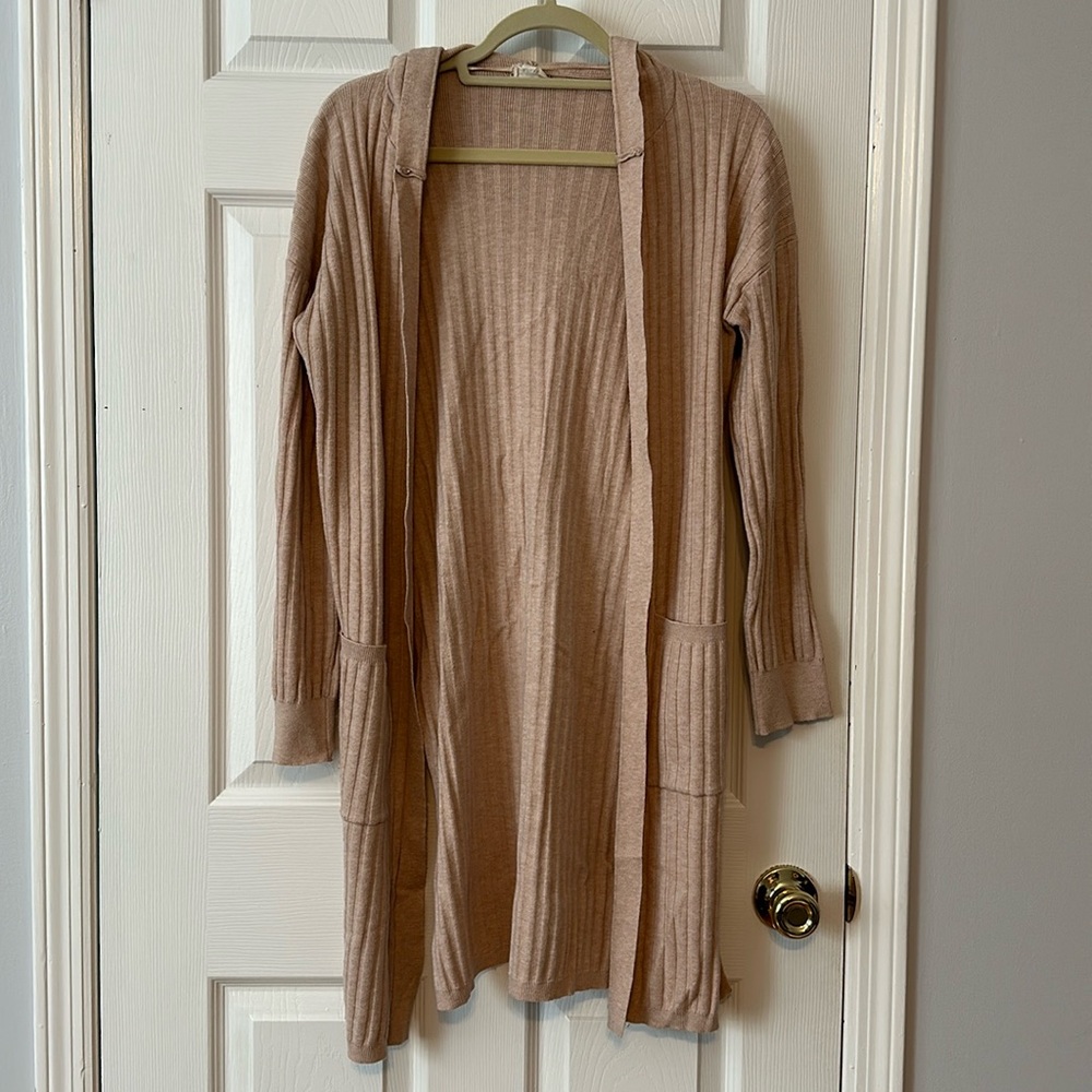 Maxi cardigan with hood